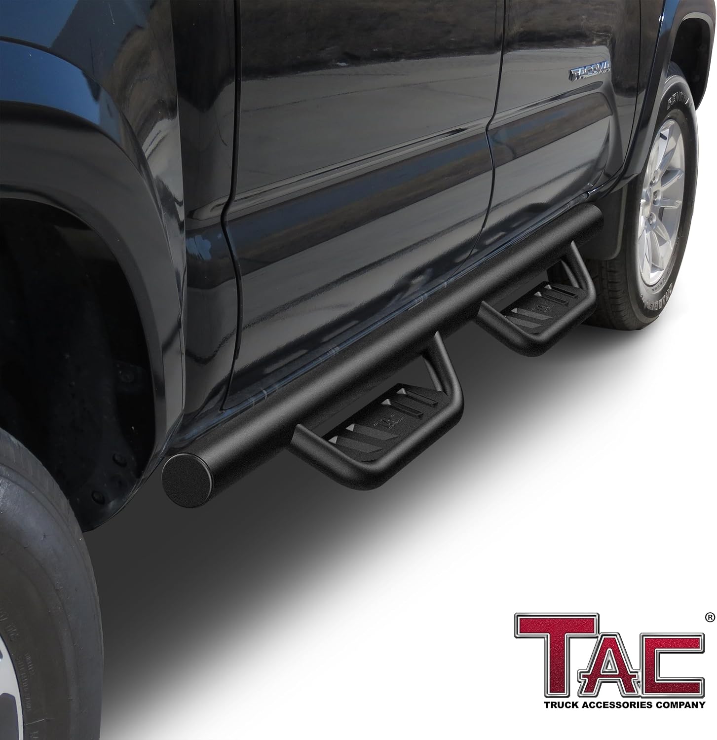 TAC 4' Drop Side Steps Running Boards Fit 2005-2023 Toyota Tacoma Double Cab | Fine Texture Black Nerf Bars | Pickup Truck Off-Road Exterior Accessories