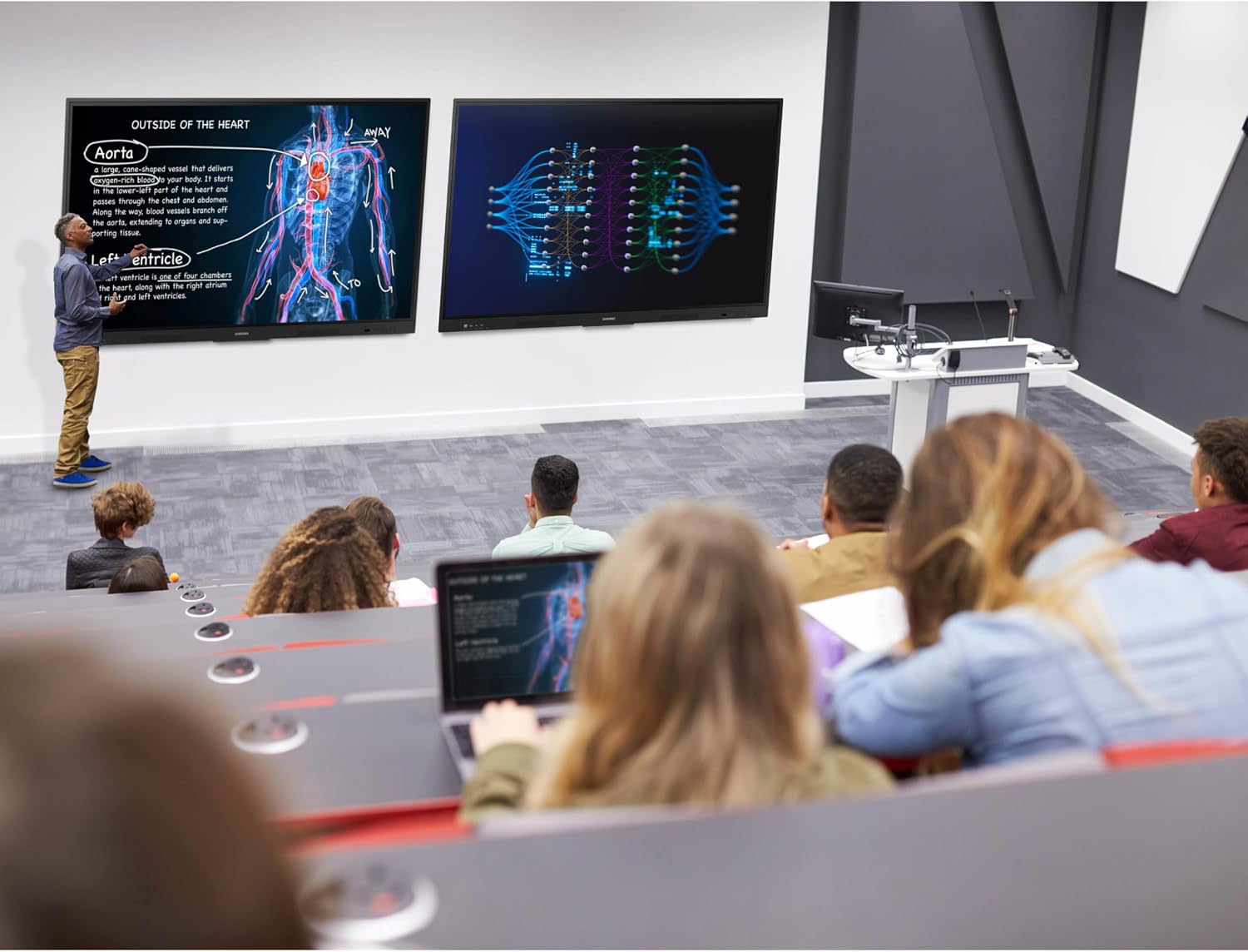 Samsung 65' Interactive Display Touch Screen Whiteboard WAF Series, Compatible with Android™ Devices, EDLA Certified, OPS Slot, Smart Wireless Sharing, LH65WAFWLGCXZA, 3,840 x 2,160 (Landscape)
