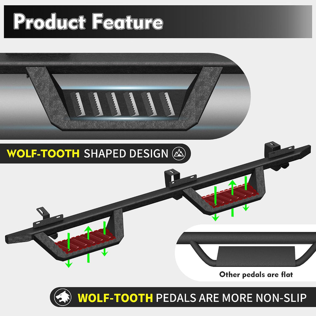 Running Boards Compatible with 2007-2018 Jeep Wrangler JK 4 Doors, 5.2' Side Step Rails, Heavy-Duty Black Carbon Steel Nerf Bars for Wrangler JK (07-18 JK 4 Doors)