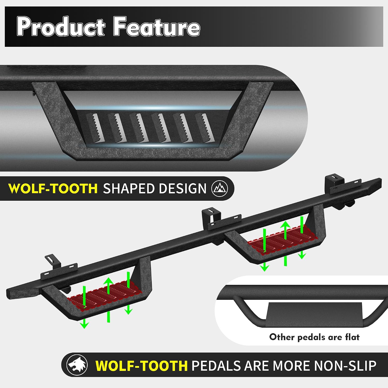Running Boards Compatible with 2007-2018 Jeep Wrangler JK 4 Doors, 5.2' Side Step Rails, Heavy-Duty Black Carbon Steel Nerf Bars for Wrangler JK (07-18 JK 4 Doors)
