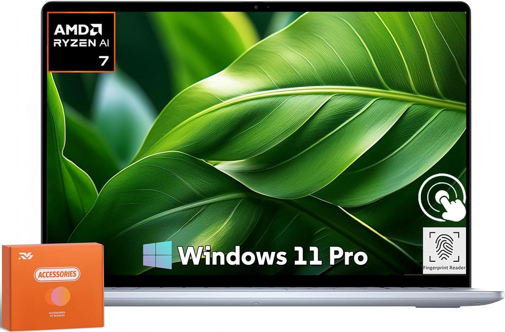 Dell Inspiron 16 AI Laptop, AMD Ryzen 7-8840U, 16' FHD+ 300-Nits WVA Touchscreen,16 GB DDR5, 1 TB SSD, Backlit, Copilot Key, Fingerprint Reader, Wi-Fi 6E, Bluetooth5.3, Windows 11 Pro, w/Accessories