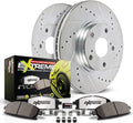 PowerStop Front Brake Kit for Honda Civic 1993-95 |Civic del Sol 1994-97 |Fit 2007-08 - Carbon-Fiber Ceramic Z26 Brake Pads + Drilled & Slotted Rotors Upgrade, K694-26