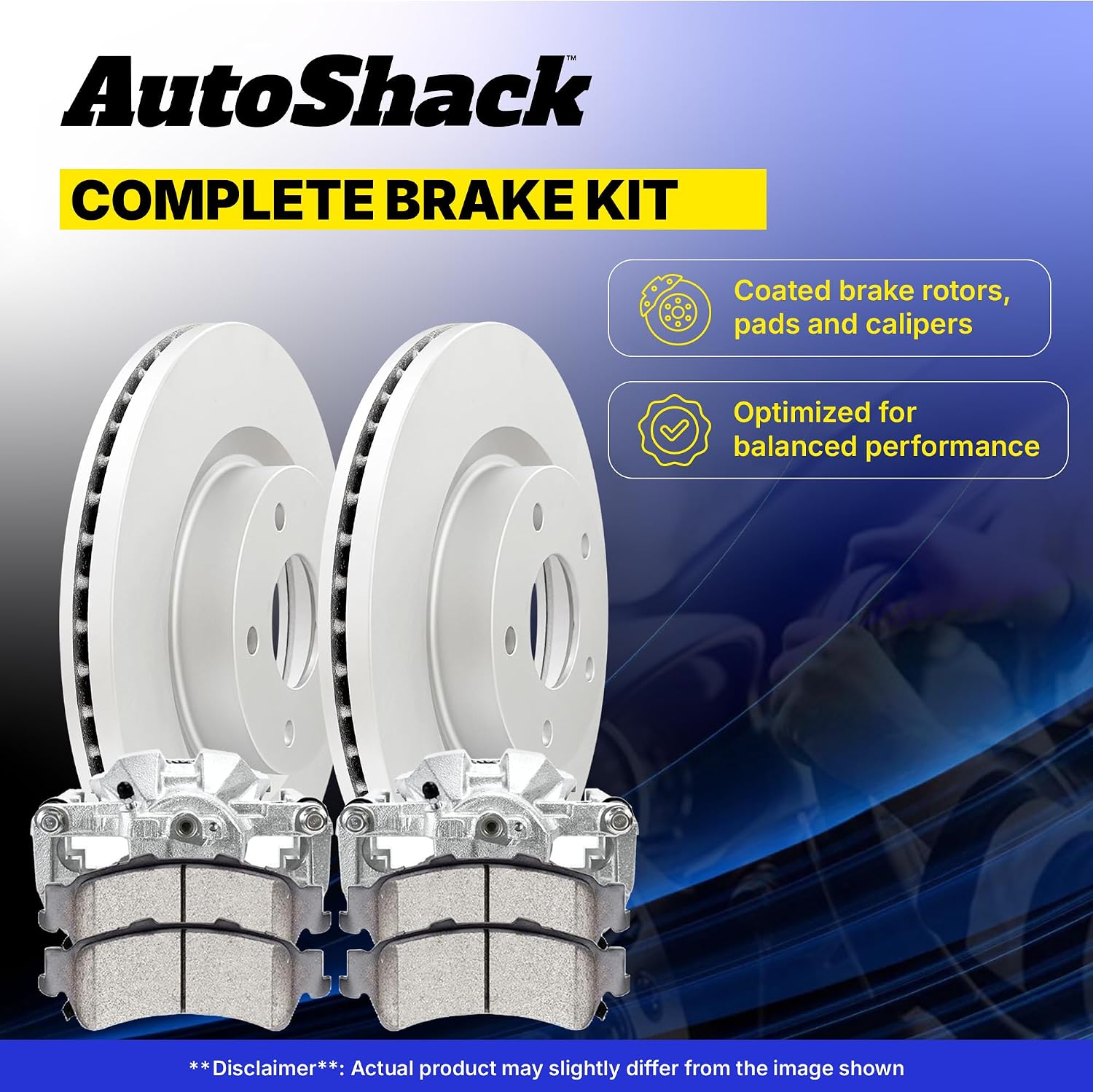 AutoShack Front Brake Rotors, Ceramic Pads & Calipers for Honda & Acura, Civic 2006-2011 RSX 2002-2006, FWD L4 2.0L - Coated - ArmorStop - 11.8' (299.8 mm), 5-Lug