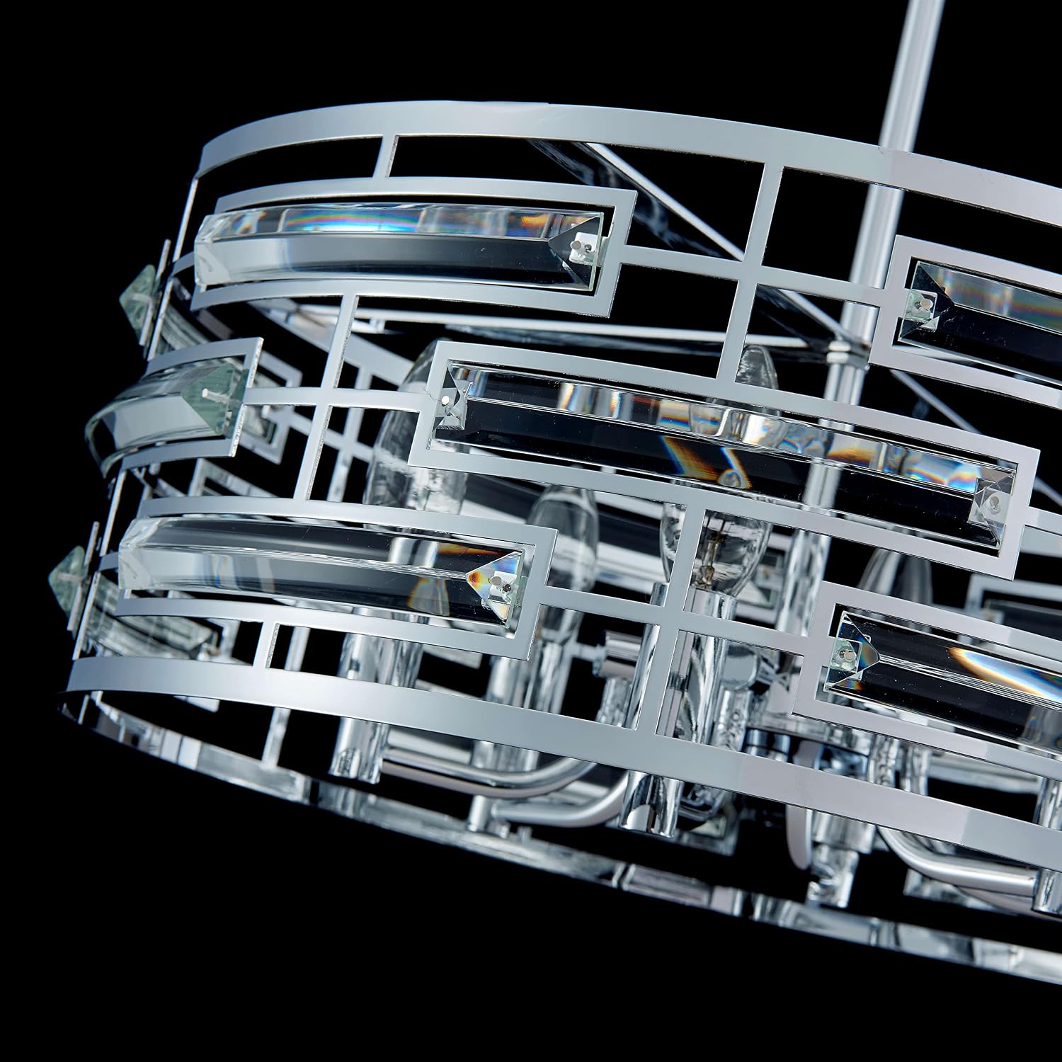 Saint Mossi Modern K9 Crystal Chandeliers, Drum Pedant Light Fixture for Living Space, D18 x H24, Adjustable Chains 59', Chrome Finish Metal Frame