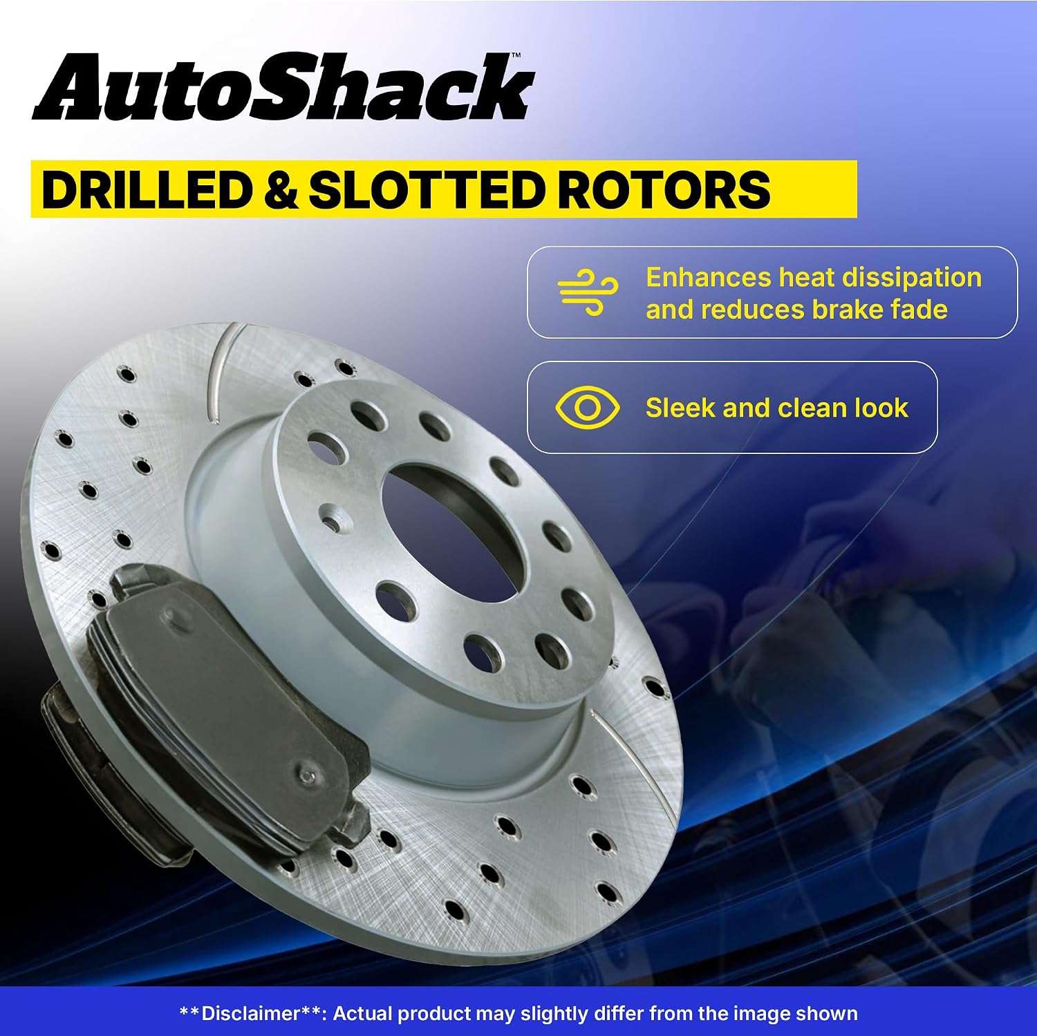 AutoShack Front & Rear Brake Rotors & Ceramic Pads for Honda, Civic 2006-2011, FWD L4 1.8L - Silver Zinc Coated Drilled & Slotted - SilverShield Pro