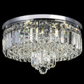 Modern Crystal Chandeliers 6-Light Crystal Ceiling Light Fixtures Flush Mount Round Light Fixture for Living Room Bathroom Kitchen, H9.8'' x Dia16''