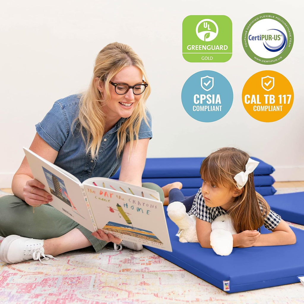 ECR4Kids SoftZone Rainbow Rest Mat, 2in, Sleeping Pad, Blue, 5-Piece