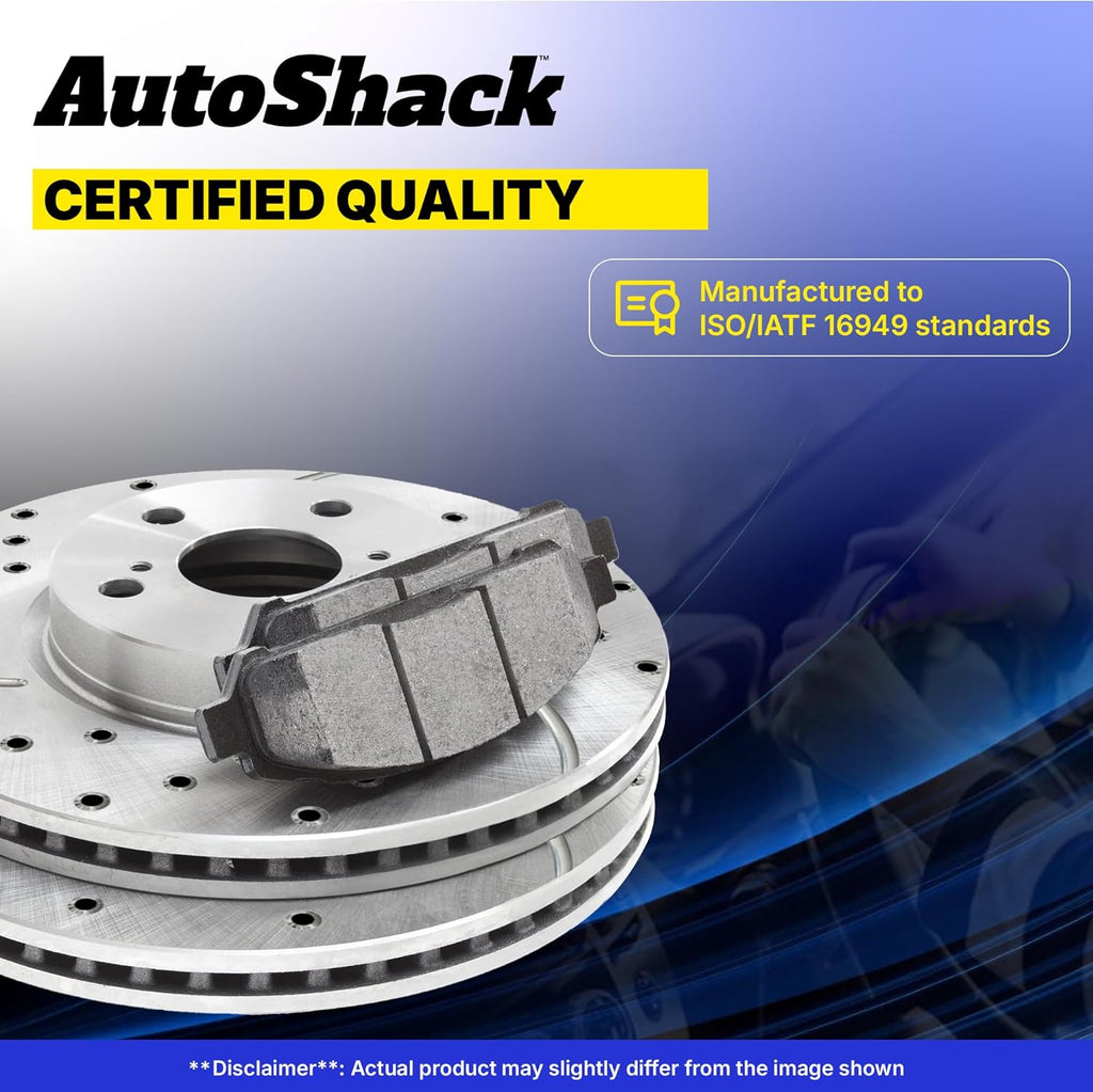 AutoShack Front & Rear Brake Rotors & Ceramic Pads for Honda, Civic 2006-2011, FWD L4 1.8L - Silver Zinc Coated Drilled & Slotted - SilverShield Pro