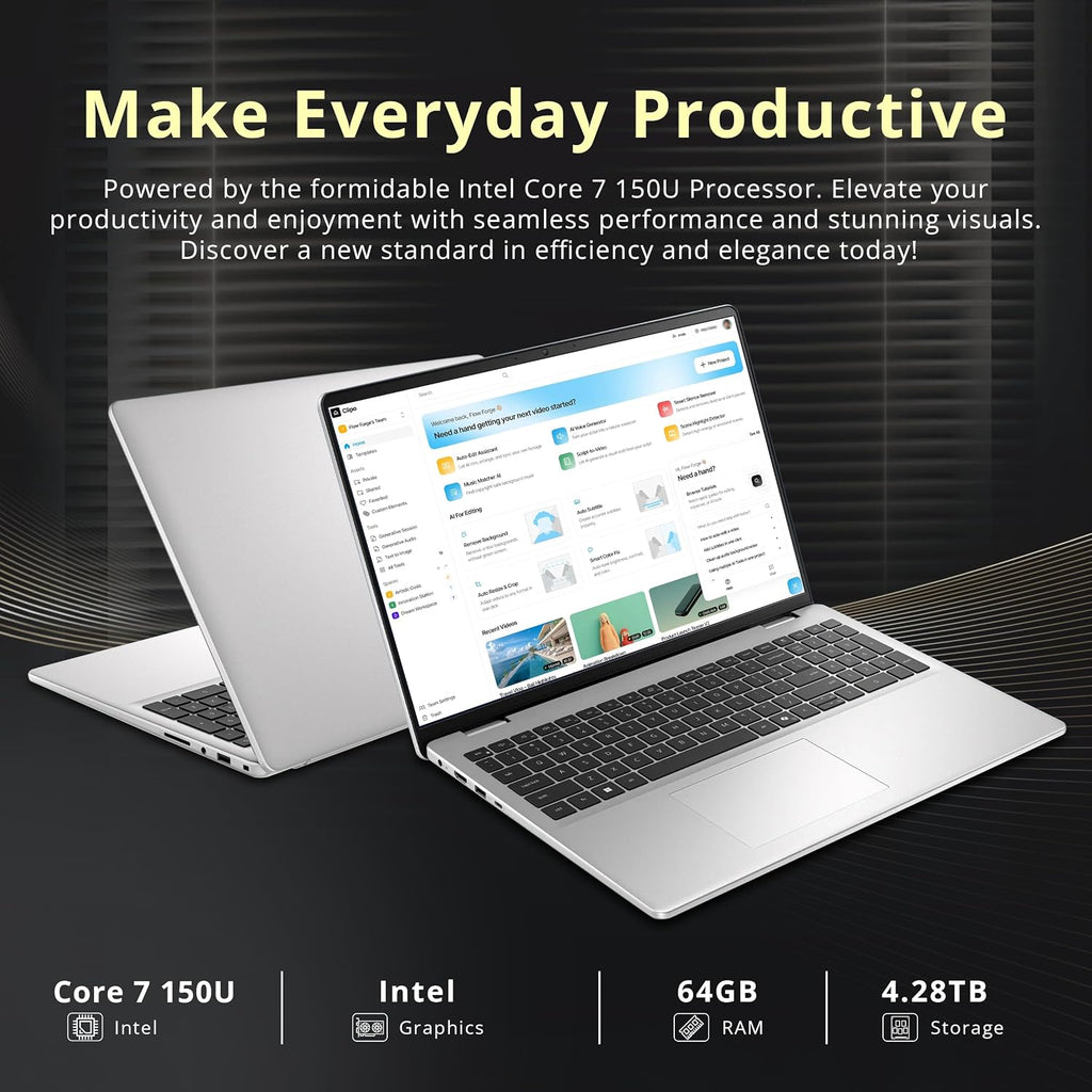 Dell 16″ FHD+ Touchscreen Laptop, Intel Core 7 150U, 64GB DDR5 RAM, 4.28TB Storage(4TB SSD + 288GB Docking Station Set), Wi-Fi 6E, Fingerprint reader, Backlit Keyboard, Windows 11 Pro, Platinum Silver