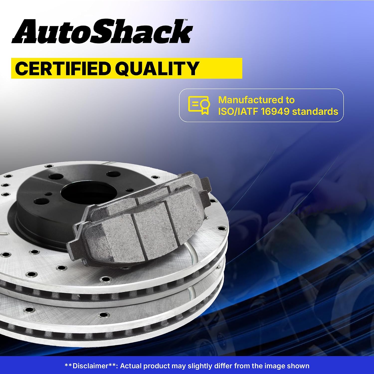 AutoShack Front & Rear Brake Rotors & Ceramic Pads for Honda, Civic 2006-2011, FWD L4 1.8L - E-Coated Drilled & Slotted - ShadowGuard