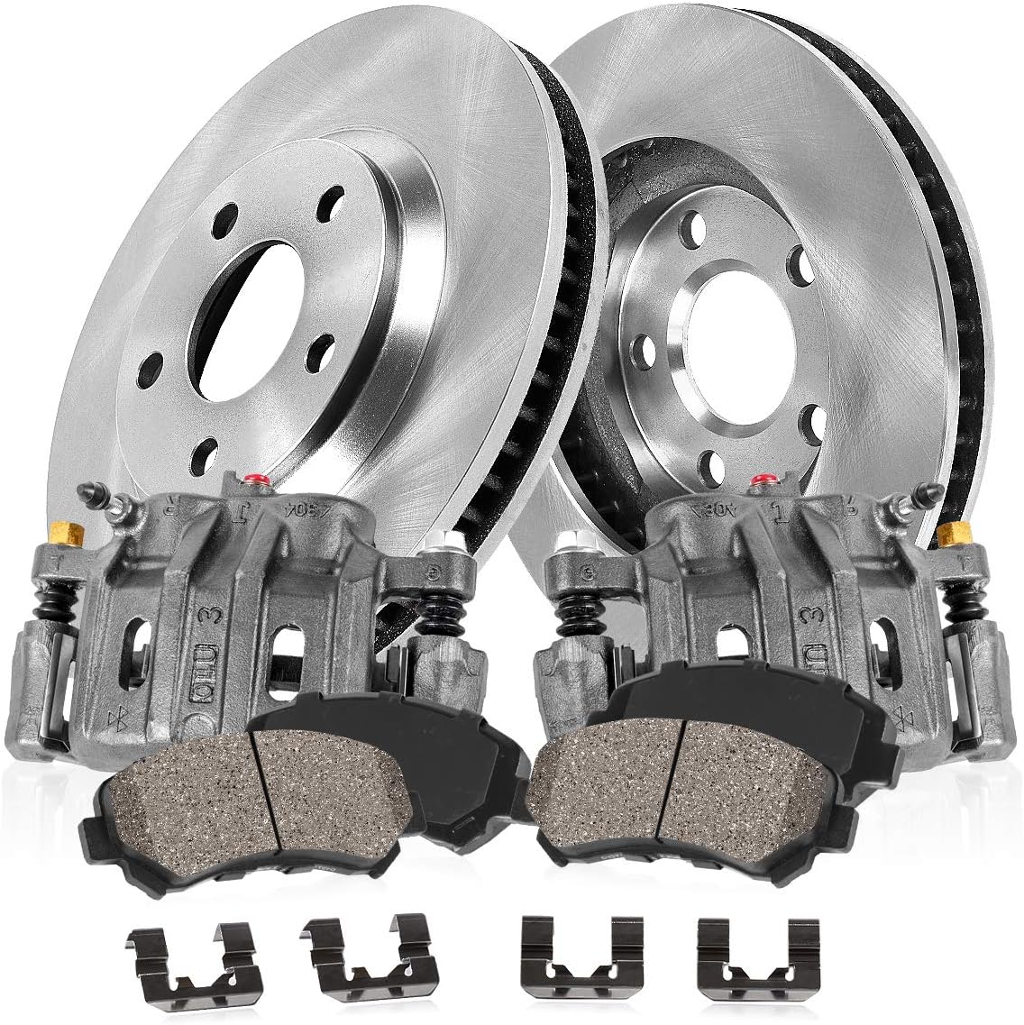 Callahan Brake Parts Brake Kit for Honda Civic 2006-2011 Front Replacement Brake Rotors with Ceramic Brake Pads and Brake Calipers CLHCCO116013
