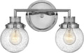 Hinkley Poppy 5932CM Small Two Light Bathroom Vanity Fixture, Mid-Century Modern, Clear Seedy Glass Globe, Chrome