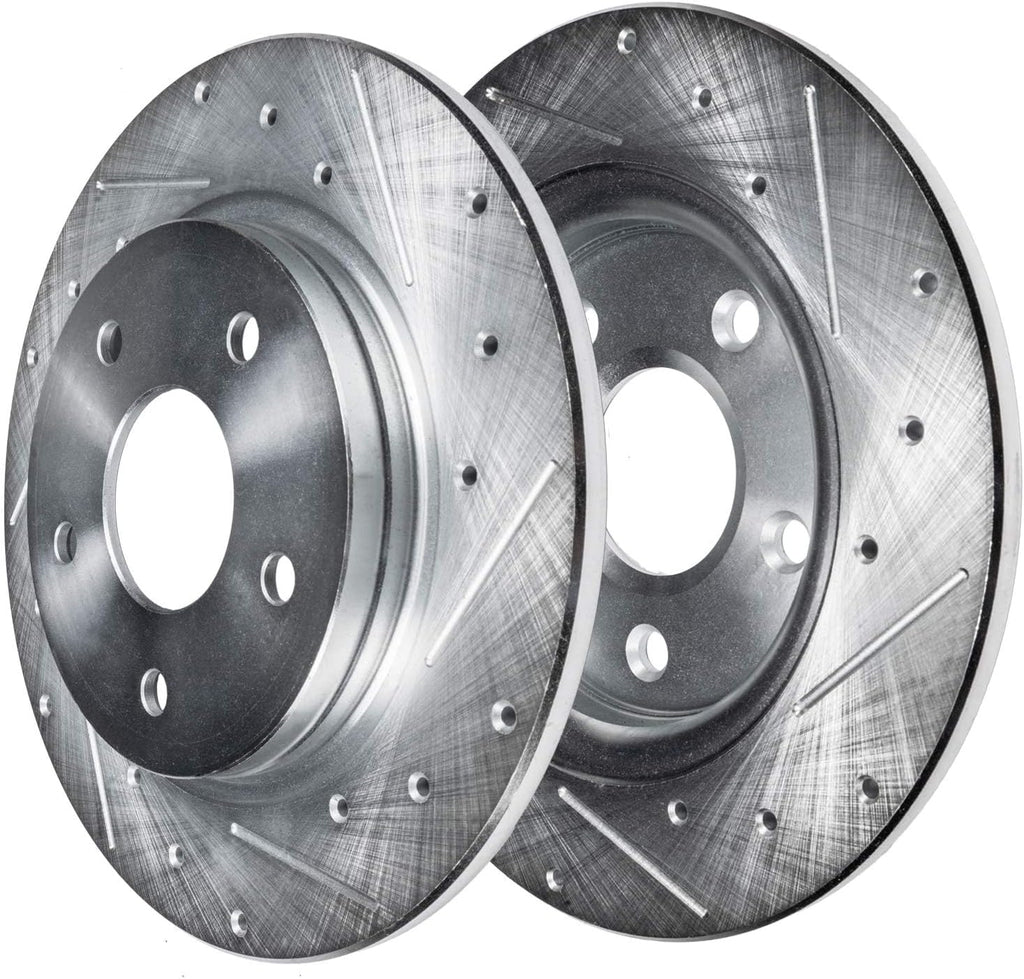Detroit Axle - Rear Brake Kit for 09-16 Audi A4 Quattro, 10-14 A5, 08-17 A5 Quattro, 13-16 Allroad, 09-17 Q5, Drilled and Slotted Disc Brake Rotors Ceramic Brakes Pads Replacement : 11.81'' inch Rotor