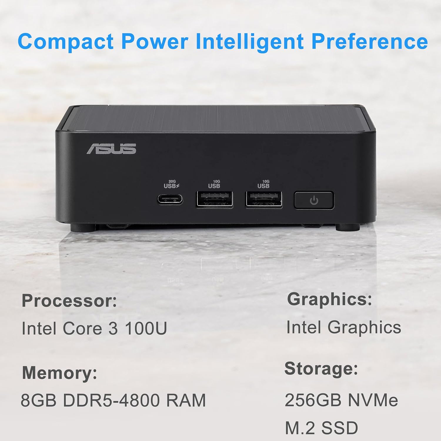 Intel NUC 14 Pro Slim Kit Mini PC (Intel Core 3 100U (> i7-1165G7), 8GB DDR5 RAM, 256GB SSD) Business Desktop, Support 4x 4K Monitors, 2x Thunderbolt 4, Wi-Fi 6E, Win 11 Pro, NUC14RVKI3 - ASUS NUC