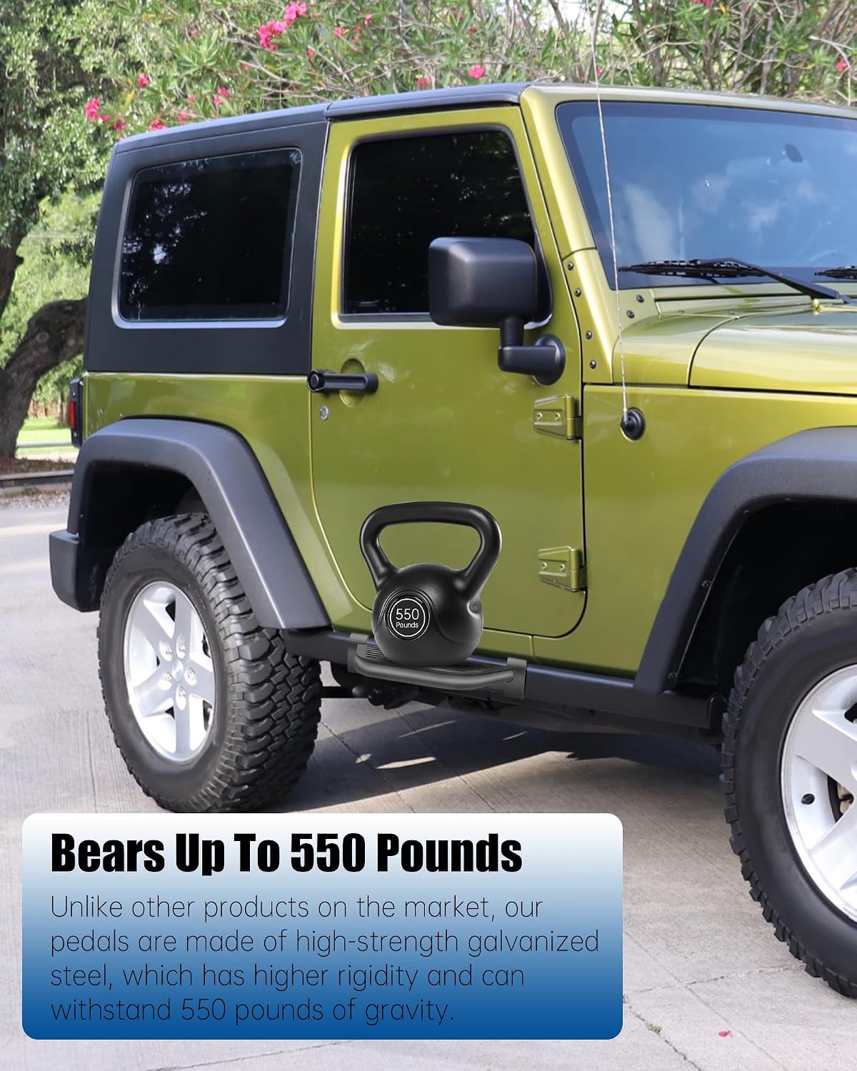 2 Pcs Rock Rails Side Steps Running Boards Fit for 2018-2026 Jeep Wrangler 2 Door & 2020-2026 Gladiator 2 Door with OEM Rock Rails