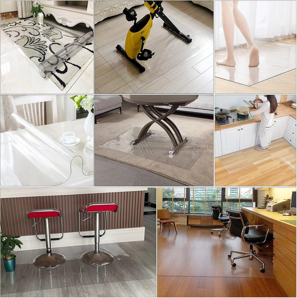 Vinyl Clear Desk Chair Mat for Carpet, Wood/Tile Floor Protector, Kitchen Countertop Mat Tabletop Cover Furniture/Cabinet/Shelf Top Protection Pad, Runner Rug Non-Slip (Color : Clear, Size : 2x8ft