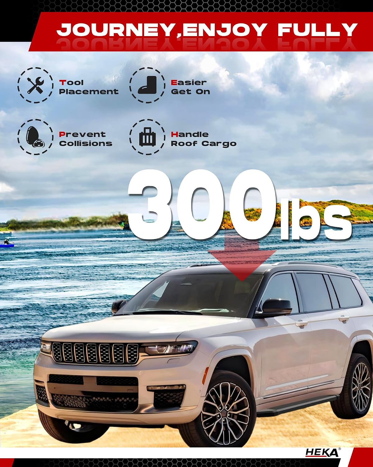 HEKA 4.13' Running Boards Fit for 2021-2026 Grand Cherokee L 3-Row Aluminum Alloy Anti-Corrosion Side Steps Nerf Bars 2 pcs