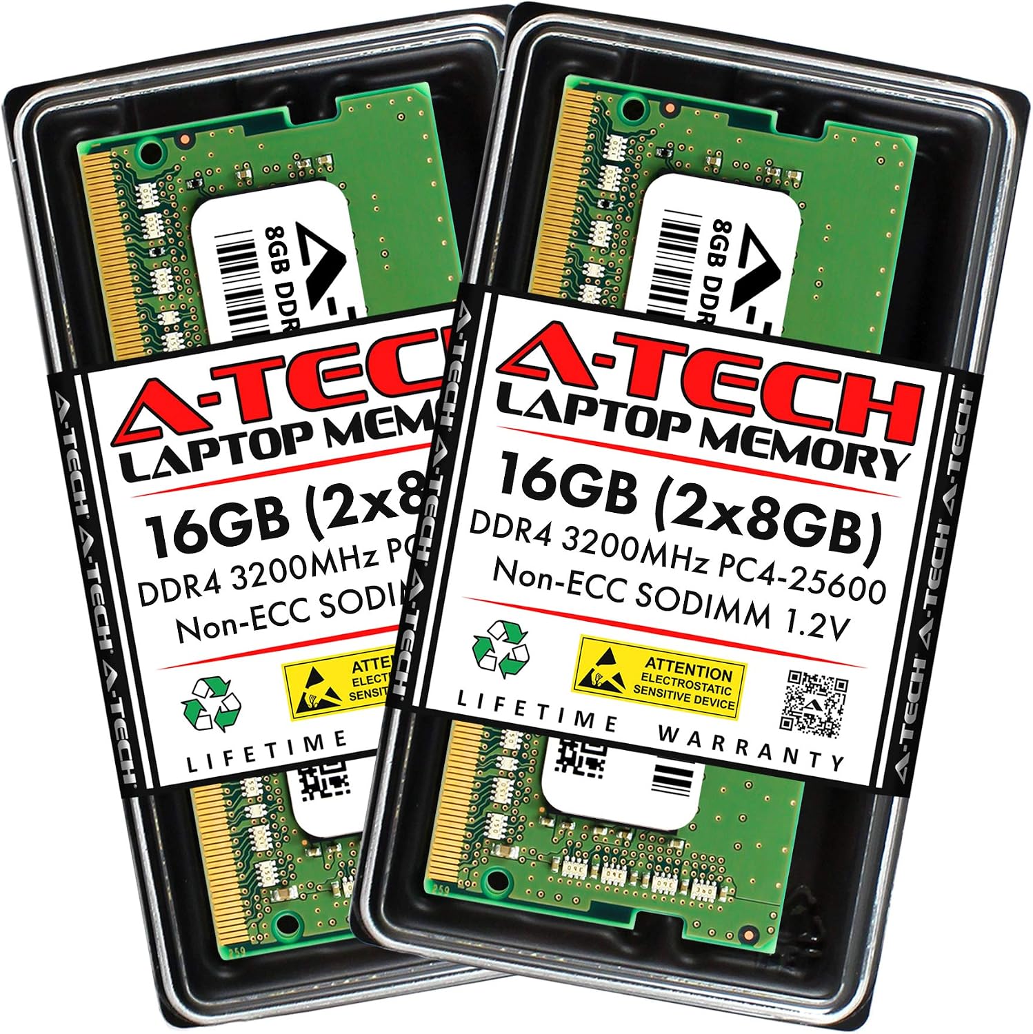 A-Tech 16GB (2x8GB) DDR4 3200 MHz SODIMM PC4-25600 (PC4-3200AA) CL22 Non-ECC Laptop RAM Memory Modules