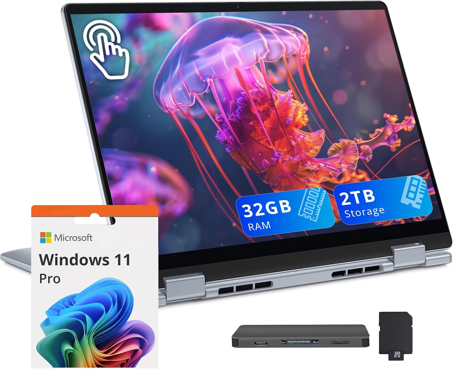 Dell Plus 14' FHD+ 2-in-1 Touchscreen Laptop, Intel Core Ultra 9 288V, 32GB RAM, 2TB Storage(1TB SSD+1TB Docking Station), Backlit Keyboard, Copilot, Wi-Fi 7, Win 11 Pro, Ice Blue