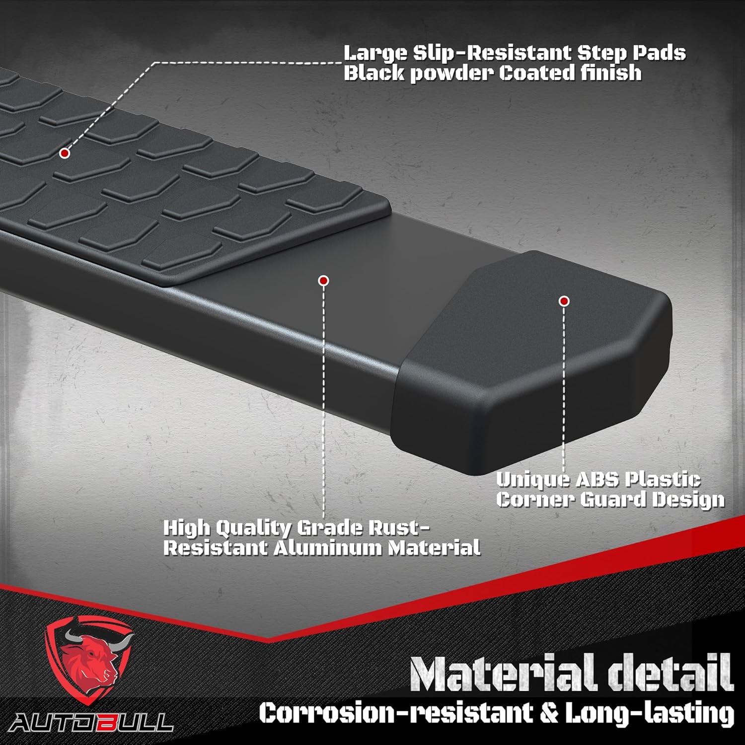 6 Inches Running Boards Side Steps Compatible with 2007-2021 Toyota Tundra Crewmax Cab 4 Full Size Doors, Black Textured Aluminum Nerf Bars