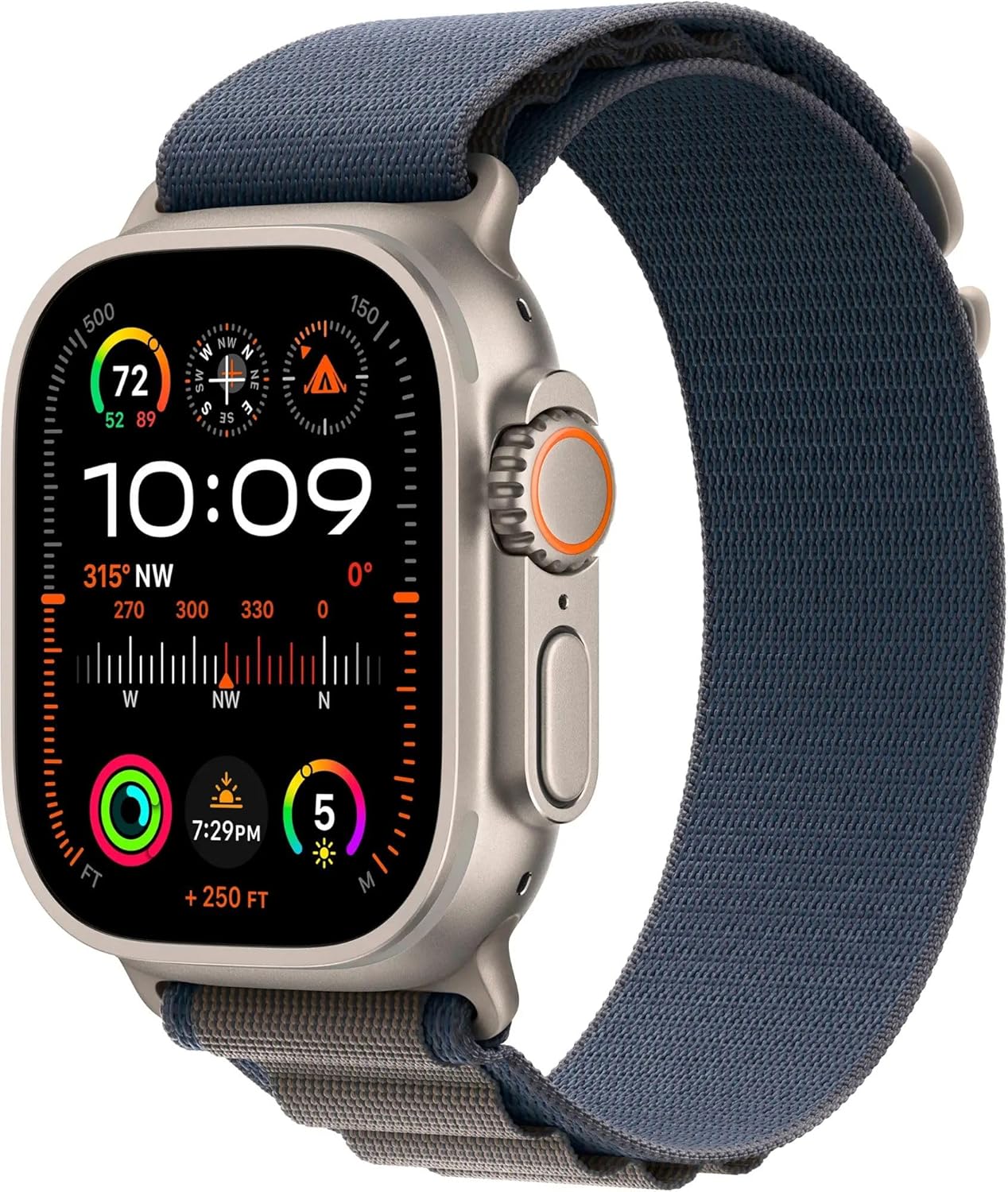 Apple Watch Ultra 2 [GPS + Cellular 49mm] Smartwatch with Rugged Titanium Case & Blue Alpine Loop Small (Renewed)