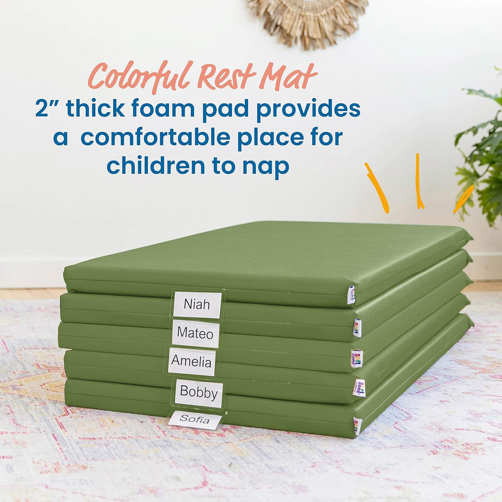 ECR4Kids SoftZone Rainbow Rest Mat, 2in, Sleeping Pad, Hunter Green, 5-Piece