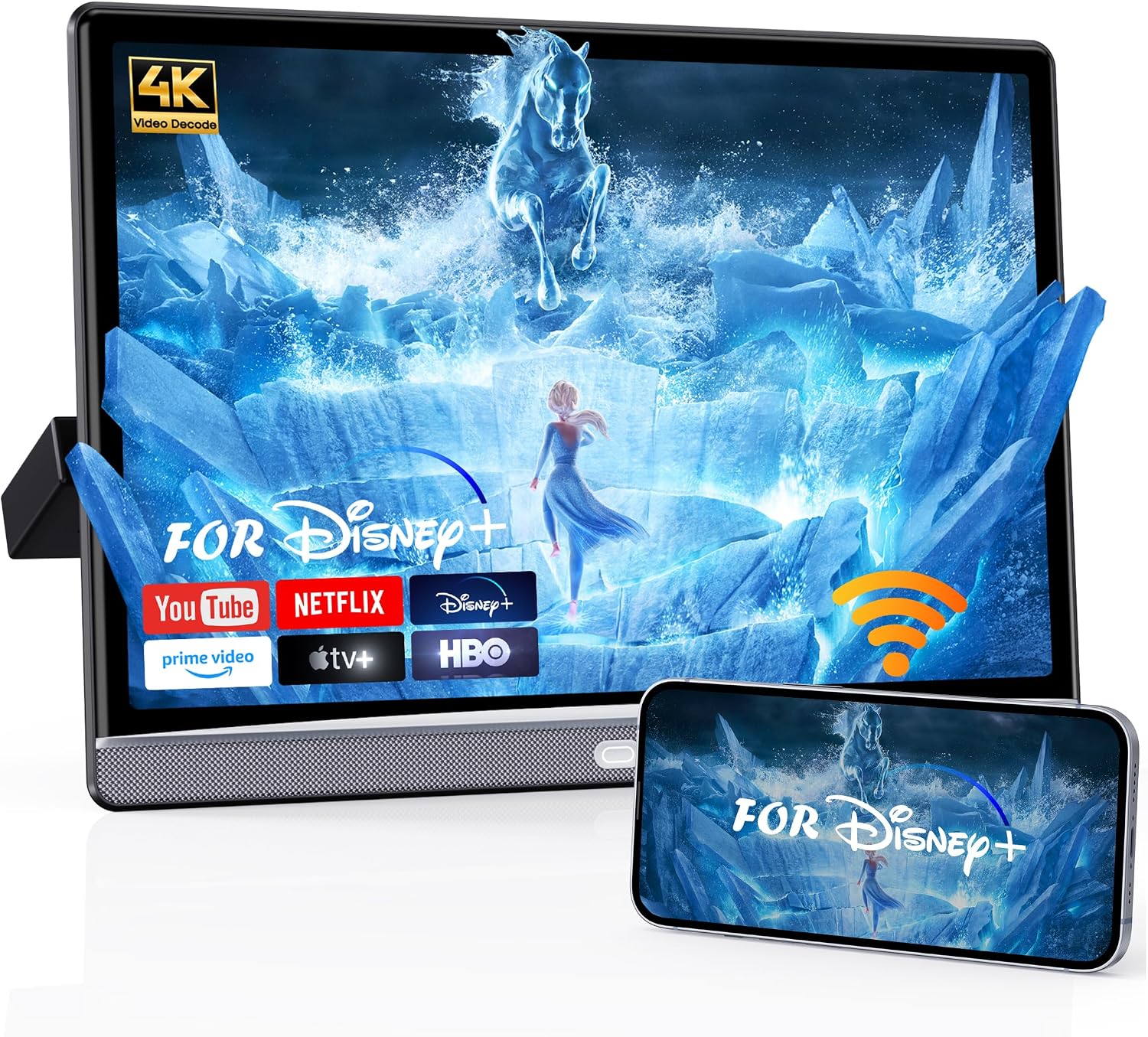 13.3' Car TV for Back Seat, 4K Android Headrest Monitor for Car, 4G+64G Portable Rear Entertainment System, Support Phone Wireless Mirror Link Touch Screen, with WiFi/HDMI/USB/Video Player