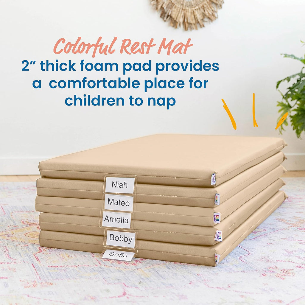 ECR4Kids SoftZone Rainbow Rest Mat, 2in, Sleeping Pad, Sand, 5-Piece