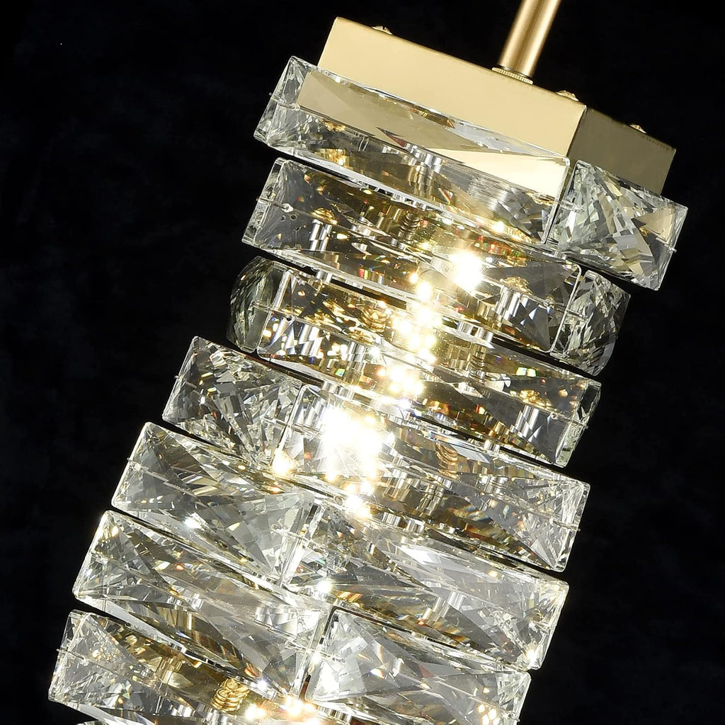Modern Crystal Pendant Light Gold Pendant Lighting for Kitchen Island LED Rod-Hung Mini Pendant Lights Bathroom, 8W, 4000K, NOT Dimmable