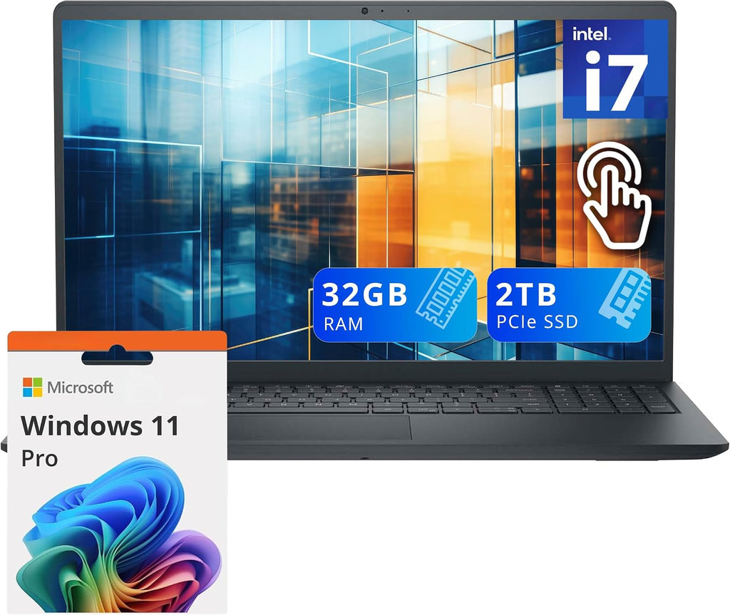 Dell Inspiron 15 3530 15.6' FHD Touchscreen Laptop, Intel i7-1355U, 32GB DDR4 RAM, 2TB PCIe SSD, Intel UHD Graphics, Number Pad, Wi-Fi 6, HD Camera, Windows 11 Pro, Black (Renewed)