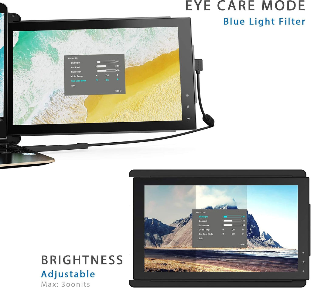 Trio Portable Monitor for Laptop, Mobile 13.3 Dual & Triple Screen 1080P IPS Display Laptop Monitor, USB A/Type-C, On-The-Go for Mac, PC,Linux, Chromebook 13-17 Laptops