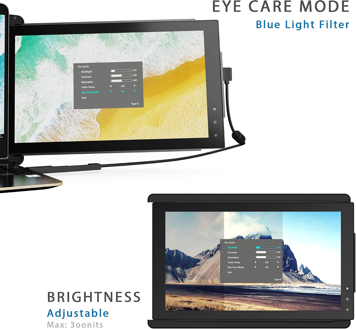 Trio Portable Monitor for Laptop, Mobile 13.3 Dual & Triple Screen 1080P IPS Display Laptop Monitor, USB A/Type-C, On-The-Go for Mac, PC,Linux, Chromebook 13-17 Laptops