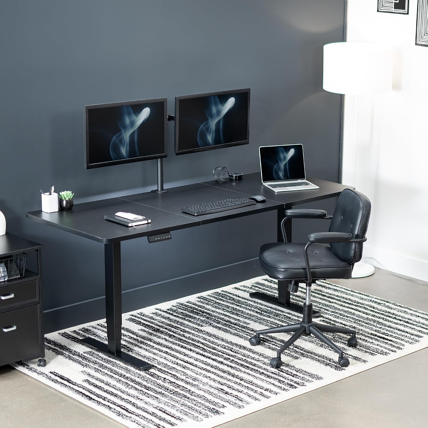 VIVO Electric 71 x 30 in Dual Motor Sit Stand Desk, Memory Height Adjustment, 2B Series, Black Top Black Frame, DESK-KIT-2B7B