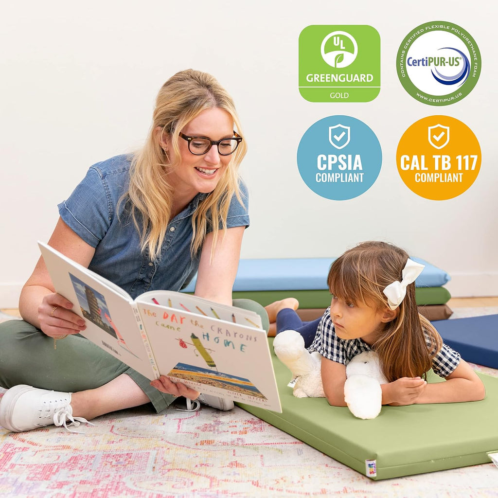 ECR4Kids SoftZone Rainbow Rest Mat, 2in, Sleeping Pad, Earthtone, 5-Piece