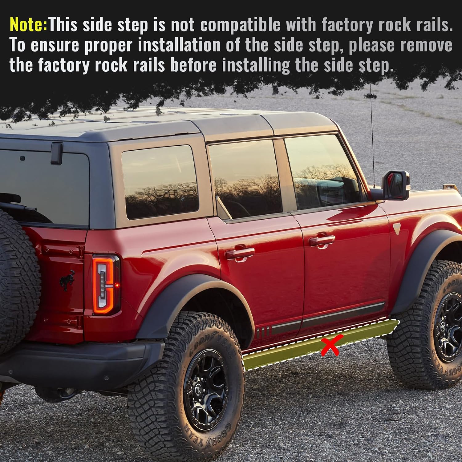 BINARY STAR Running Boards Compatible with 2021-2026 Ford Bronco 4 Door SUV (Do not fit Bronco Sport Model), Rock Rails Sliders Drop Down Side Steps, 4 Inch Black Step Bars Side Step.