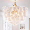 Longree Nordic Bubble Ball Swirled Glass Chandelier, Diam 24 inch Gild Gold and Clear Blown Glass Hanging Pendant Light Fixture for Bedroom Study Restaurant