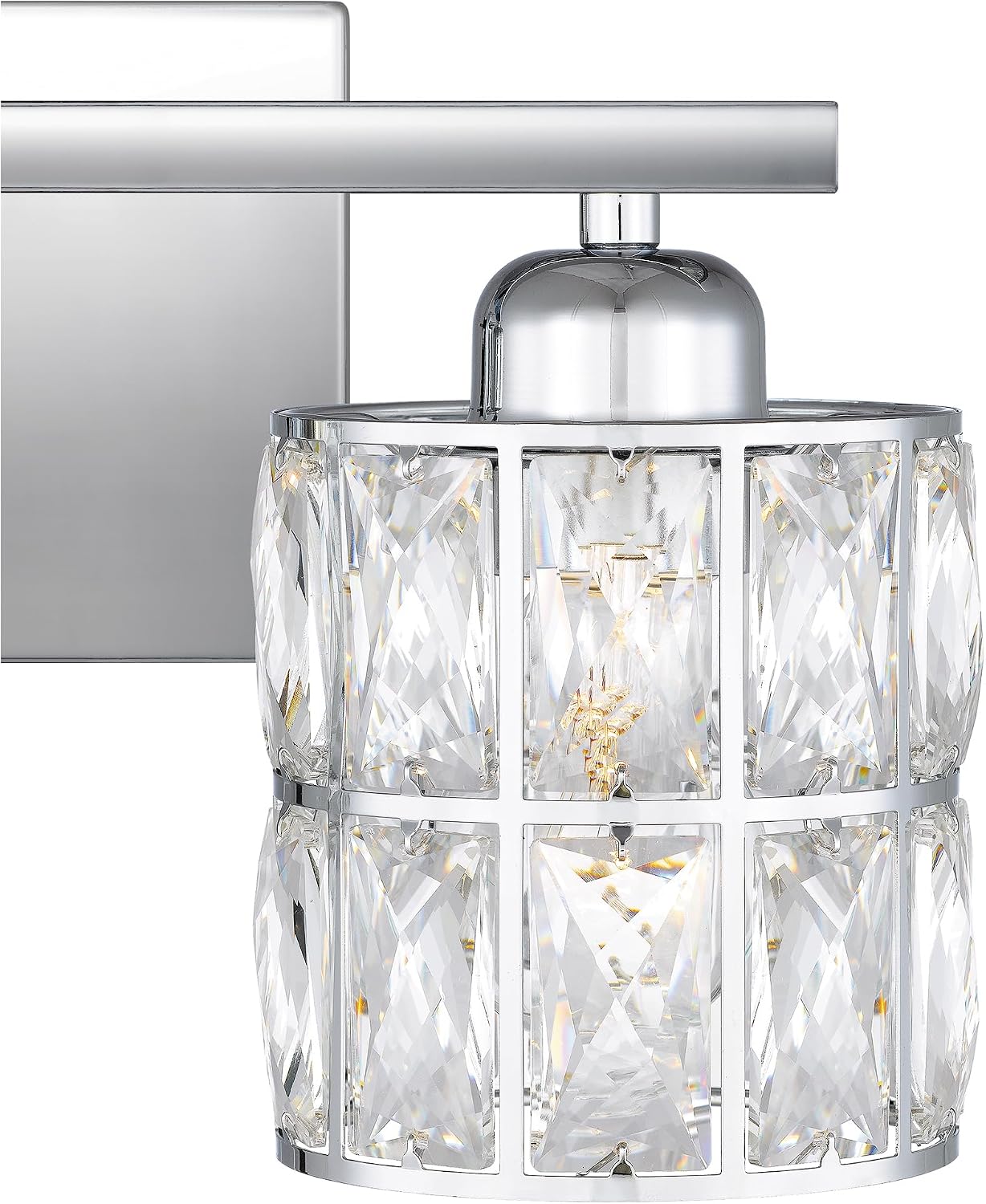 Quoizel Gibson Bath Vanity Lights, 13 Inch 2-Light Polished Chrome Bathroom Lighting Fixtures Over Mirror, Clear Beveled Crystal Shade, Contemporary Wall Mount Light for Bathrooms, Kitchen or Hallway