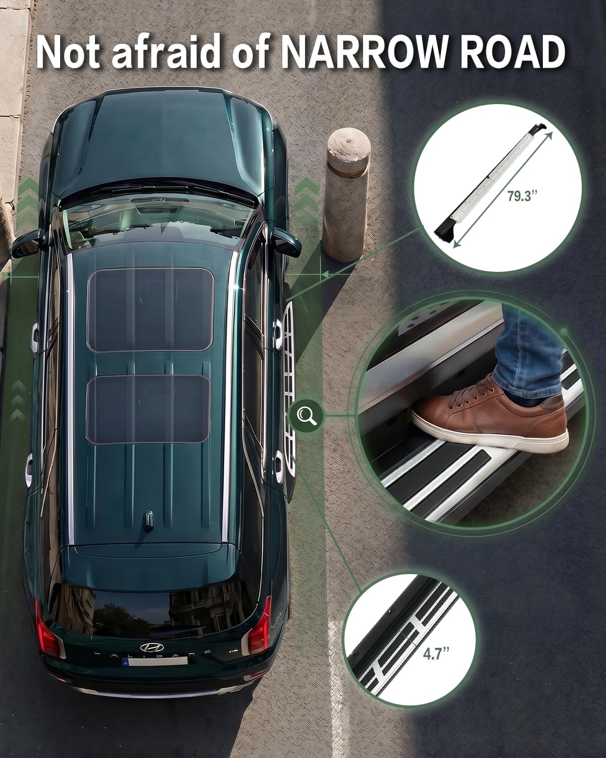 Running Boards Compatible with Hyundai Palisade 2026 (SE/SEL/Calligraphy/Limited), Aluminum Side Steps, 600Lbs Capacity