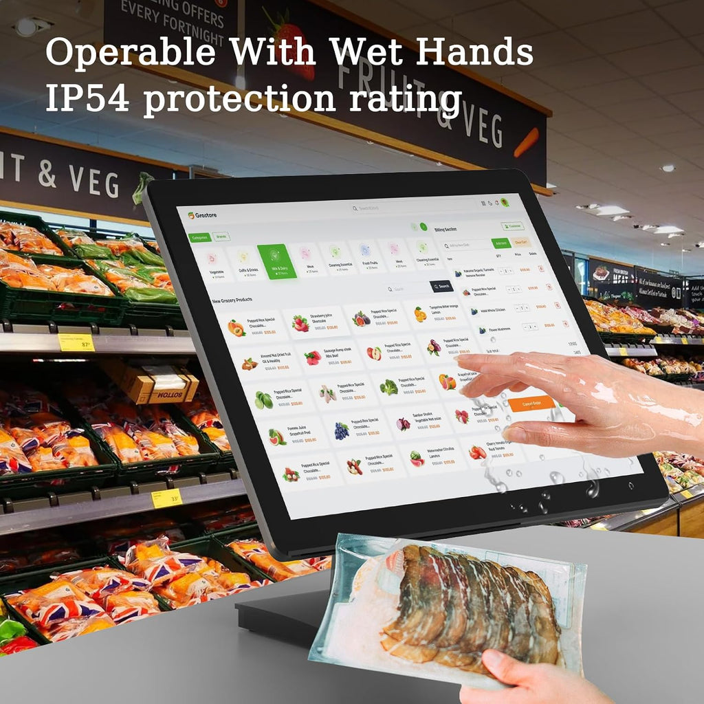 19 inch POS Touch Screen Monitor, Full HD 1280 x 1024 Capacitive Touchscreen with HDMI/VGA Input, Heavy-Duty Metal Stand, for Retail, Restaurant, Bar, Gym, Warehouse and POS System