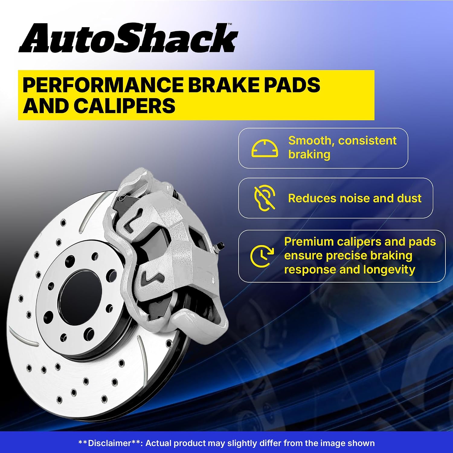 AutoShack Front Brake Rotors, Ceramic Pads & Calipers for Honda, Civic 2006-2011, FWD L4 1.3L - Silver Zinc Coated Drilled & Slotted - SilverShield Pro - 10.31' (261.9 mm), 5-Lug