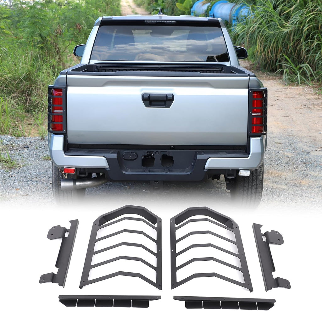 Tail Light Protective Metal Cover Compatible with Toyota Tacoma 2024 2025 2026 No Powered Gate, Carbon Steel Car Exterior Protection Accessories