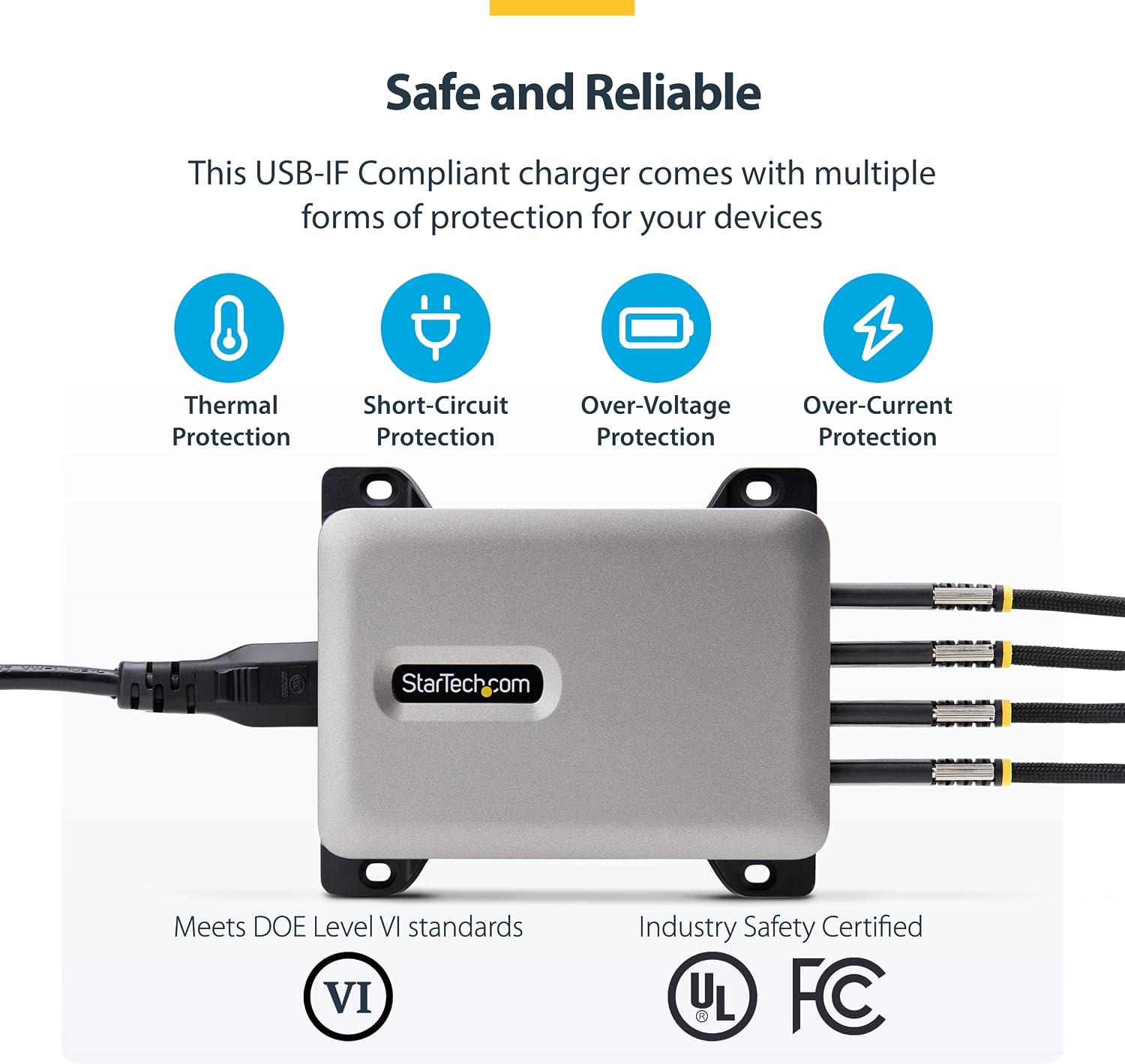 StarTech.com 4-Port USB-C Charging Station, 240W GaN Charger Block for MacBook Pro/Air, iPhone 16/15/Pro, iPad Pro, Dell XPS, Pixel and More