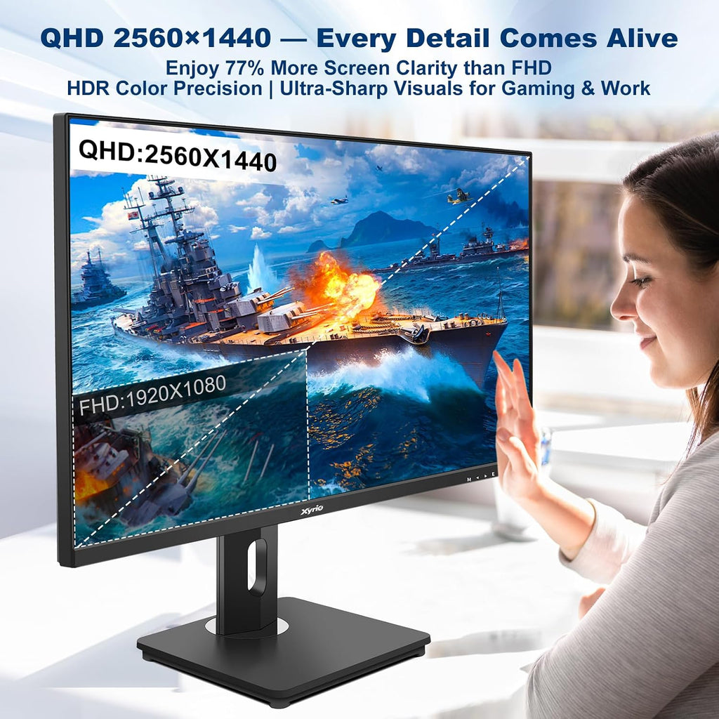 Touch Screen Monitor, Touchscreen Monitor 27'' QHD 2560x1440 100Hz, Touch Screen Monitors w/ 10-Point Touch, Built-in Speakers, Type C, VESA, Stylus Pen, Perfect for Bar, Gym, Business, Black