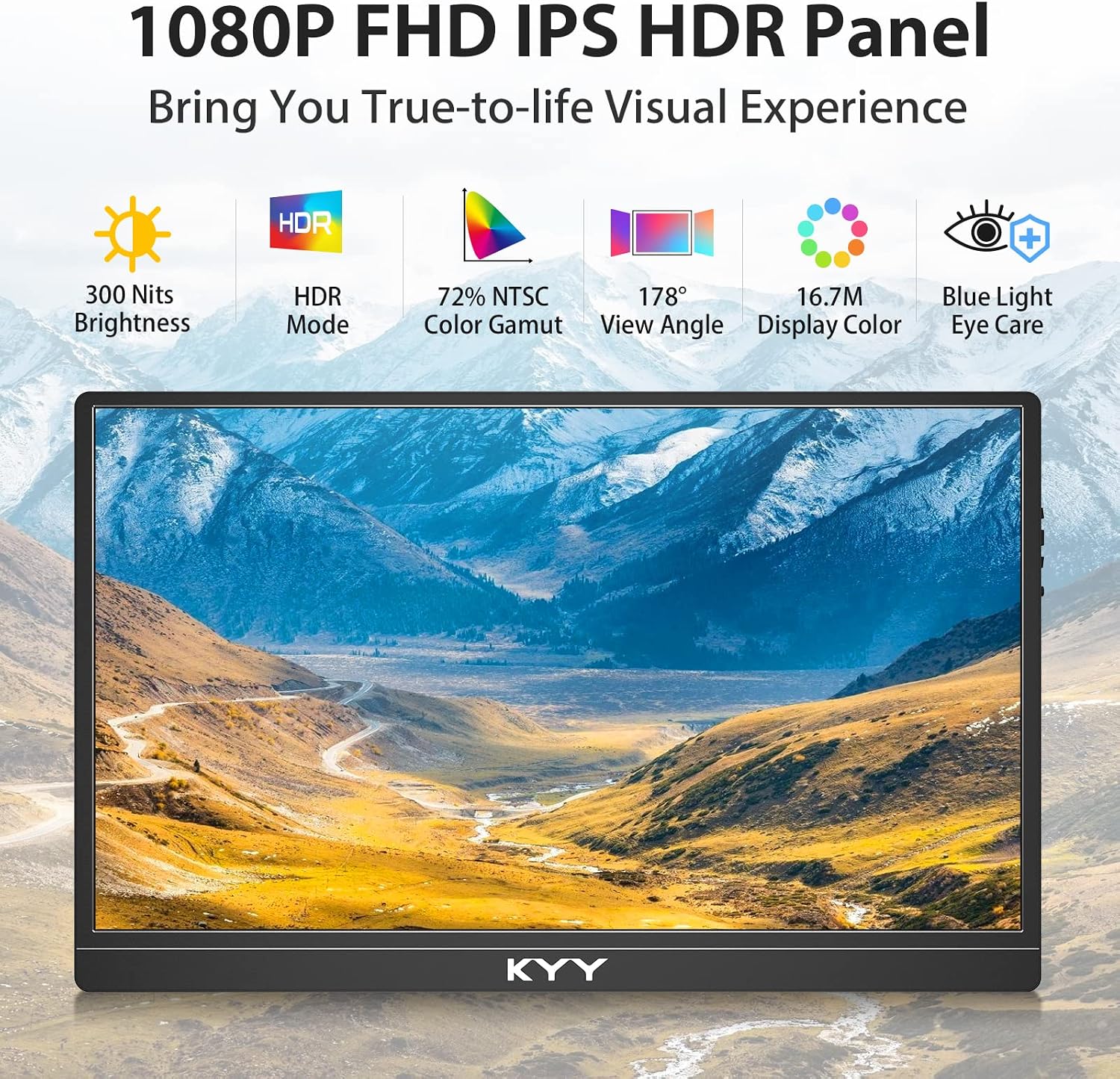 KYY 15.6'' Portable Monitor Bundle [K3-1 & K3-2] 1080P FHD USB-C Laptop Display w/Smart Cover & Dual Speakers, for Laptop PC Phone PS4 Xbox Switch
