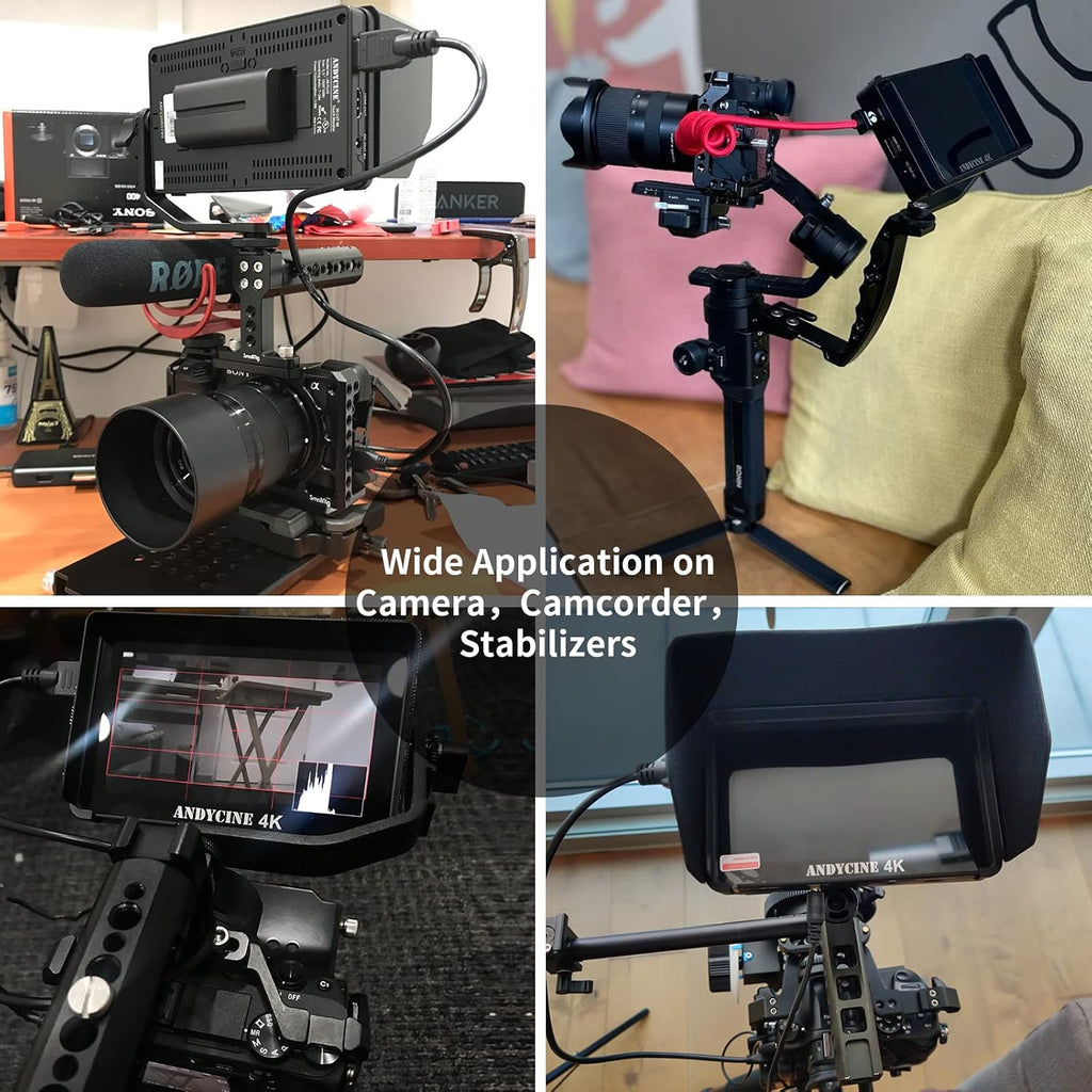 ANDYCINE A6 Plus V2 6' Touch Screen Camera Field Monitor Bundle - Full HD 1920x1080, 4K HDMI Input, 3D LUT, Waveform, Focus Assist with Battery, Carry Case & Sunshade