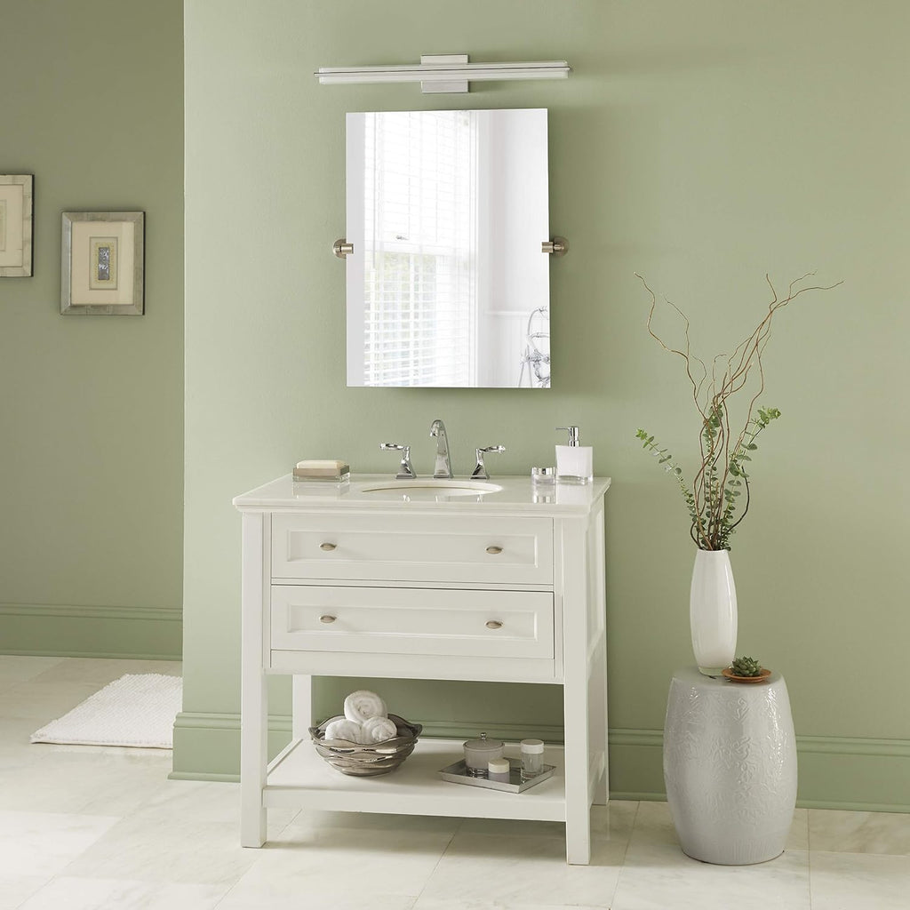 Linea di Liara Dario 30 Inch LED Vanity Light Bar Bathroom Lights Over Mirror and Bathroom Sink Led Light Polished Chrome Modern Bathroom Wall Lighting Fixtures, White Frosted Glass Shade, UL Listed