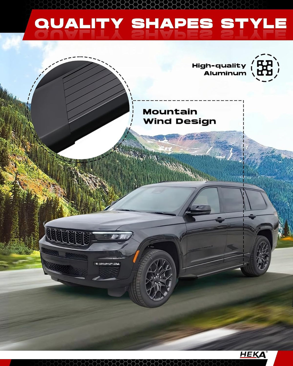 HEKA 4.13' Running Boards Fit for 2021-2026 Grand Cherokee L 3-Row Aluminum Alloy Anti-Corrosion Side Steps Nerf Bars 2 pcs