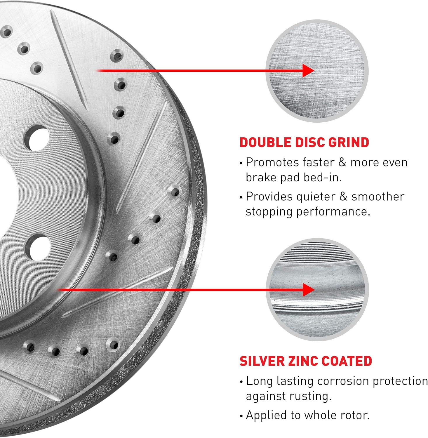 R1 Concepts Front Brake Kit Fits 2007 Acura CSX; 2002-2006 Acura RSX; 2006-2011 Honda Civic| Ceramic Brake Pads and Drilled Slotted Brake Rotors| 11.8' Front