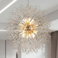 Modern Crystal Chandelier Gold, 24-Light Large Firerwork Chandelier for Living Room, 39.3' Crystal Sputnik Pendant Lighting for Entry Hallway Foyer