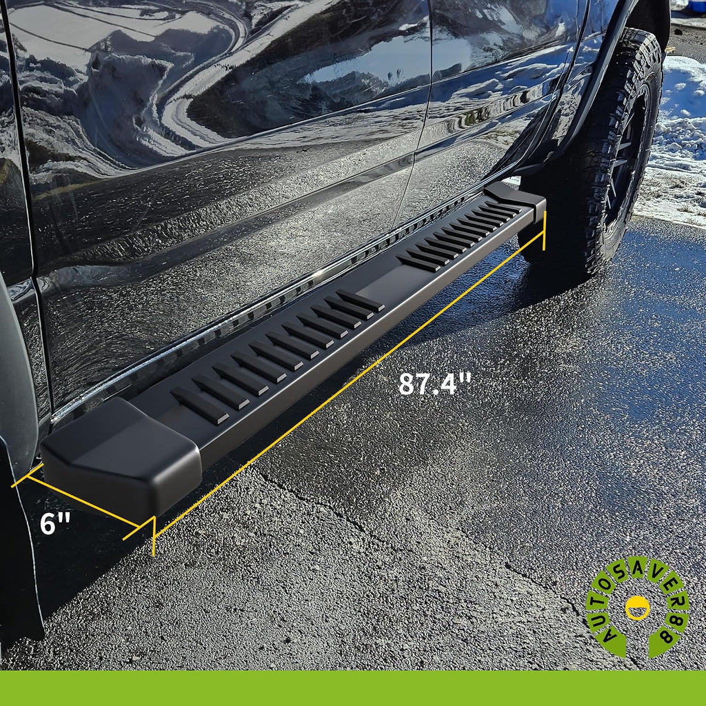 AUTOSAVER88 6 Inch Running Boards Compatible with Chevy Silverado/GMC Sierra 2019-2026 1500, 2020-2026 2500HD 3500HD Crew Cab, Step Pad Design, Stainless Steel Side Steps Nerf Bar
